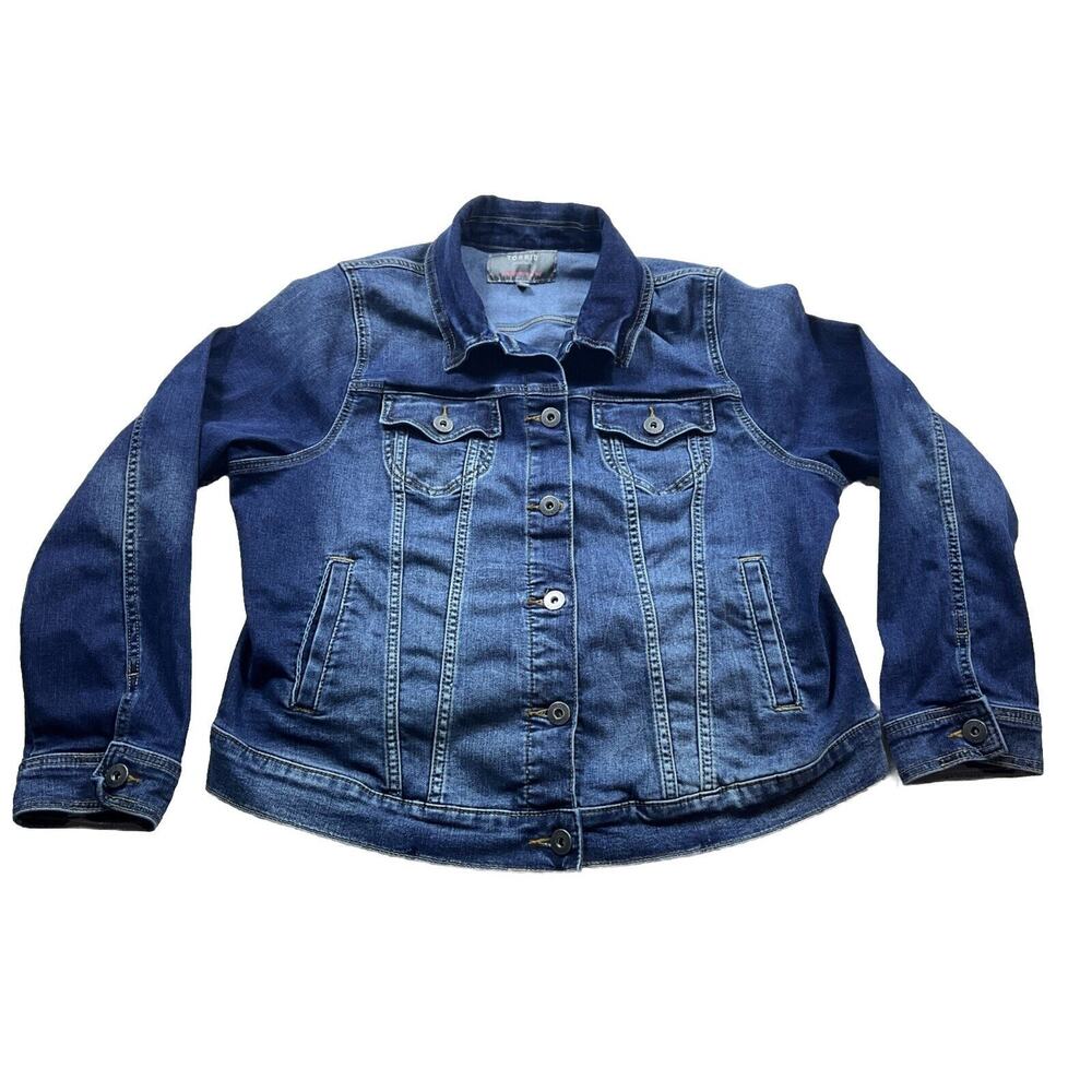 Torrid Denim Jean Jacket Womens Plus Size 2 Blue Buttons Flap Pockets Stretch